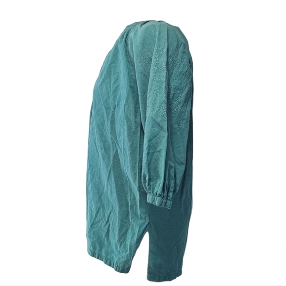 Vintage Fritzi San Francisco Green Peasant Blouse Embroidered 3/4 Sleeves Size M - Picture 4 of 8
